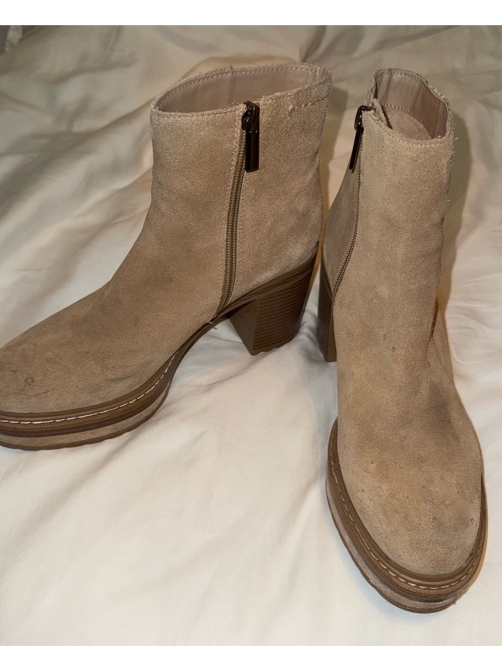 Steve Madden Tan Suede Platform Ankle Bootie - Picture 3 of 11